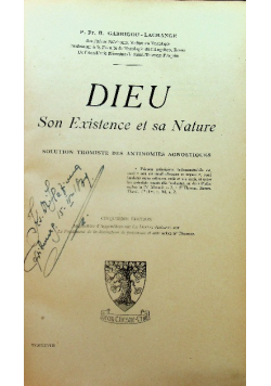 Dieu son existence et sa nature 1928 r.
