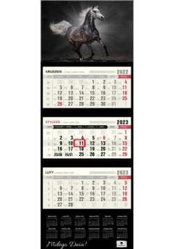 Kalendarz 2023 ścienny Trójdzielny Koń