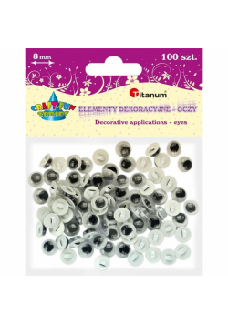 Oczy - guziki bez rzęs 8mm okrągłe 100szt