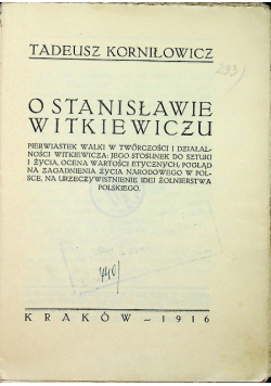 O Stanisławie Witkiewiczu 1916