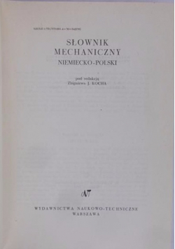 Słownik mechaniczny niemiecko - polski