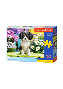 Puzzle 70 Spaniel in flowers CASTOR