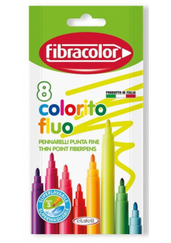 Pisaki Colorito Fluo 8 kolorów FIBRACOLOR