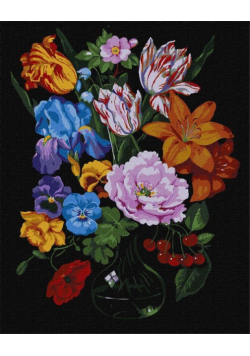 Malowanie po numerach - Bukiet z wiśniami 40x50cm