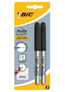 Marker do tekstyliów 0,9mm czarny Blister 2szt