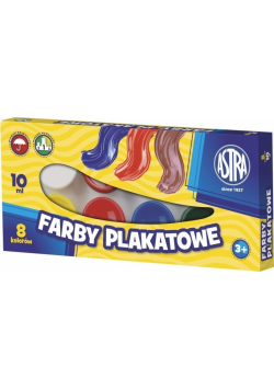 Farby plakatowe 8 kolorów 10ml ASTRA