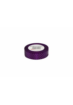 Wstążka satynowa w kropki fioletowa 25mmx22m