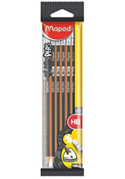 Ołówek z gumką Blackpeps HB 6szt MAPED