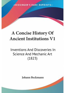 A Concise History Of Ancient Institutions V1