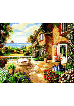 Malowanie po numerach - Zabytkowy ogródek 40x50cm