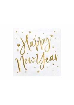 Serwetki Happy New Year białe 33x33cm 20szt