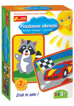 Piaskowe obrazki - Szop pracz i autko