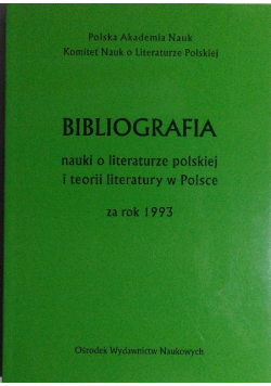 Bibliografia Nauki O Literaturze Polskiej Za 1993