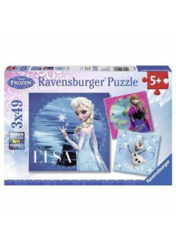 Puzzle 3x49 Frozen Elsa Anna i Olaf