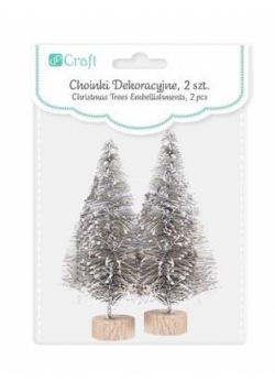 Choinka dekoracyjna srebrna 8cm 2szt