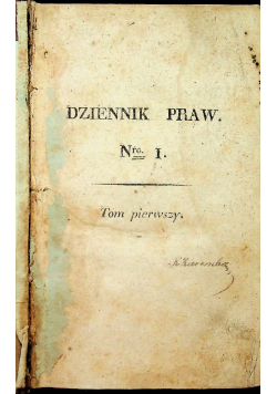 Dziennik praw tom pierwszy