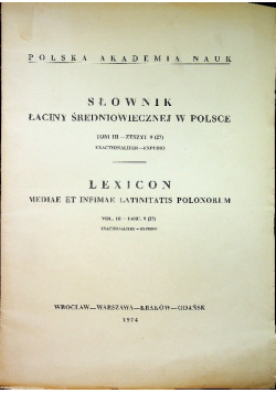 Słownik łaciny średniowiecznej w Polsce Tom III