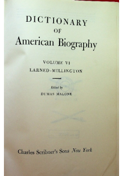 Dictionary of American Biography tom VI