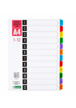 Przekładki kartonowe 1-12 index laminowany D.RECT