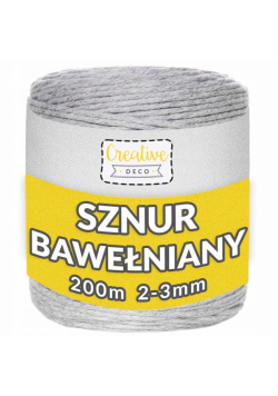 Sznurek do makramy bawełniany 3mmx200m szary
