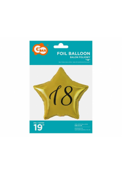 Balon foliowy 18-stka gwiazda złota