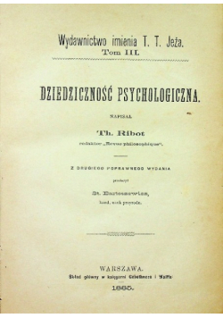 Dziedziczność psychologiczna 1885 r.