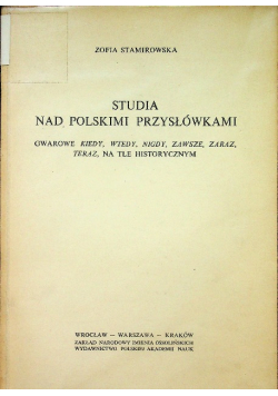 Studia nad polskimi przysłówkami