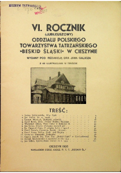 VI Rocznik Oddziału Polskiego Towarzystwa Tatrzańskiego 1935 r.