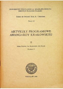 Artykuły programowe awangardy krakowskiej 2