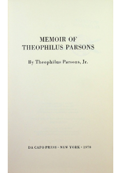 Memoir of Theophilus Parsons