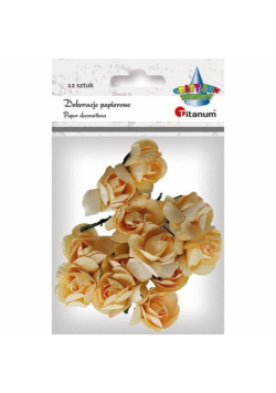 Papierowe róże na druciku kremowe 25mm 12szt