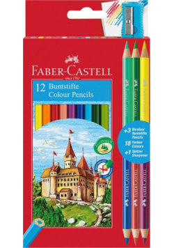 Kredki Zamek 12kol.+3 kredki+temper. FABER CASTELL