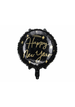 Balon foliowy Happy New Year 45 cm czarny