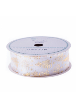 Tasiemka White Christmas 25mmx5m Choinki