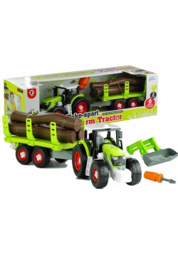 Rozkręcany traktor z przyczepą 43cm
