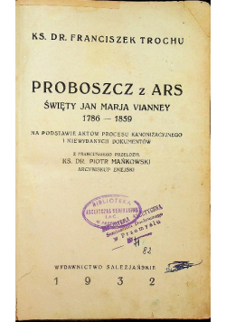Proboszcz z Ars Święty Jan Maria Vianny 1932 r.