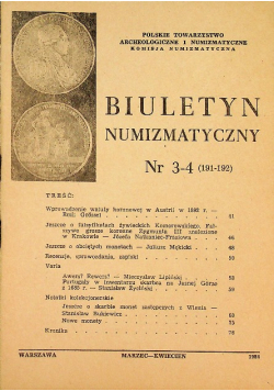 Biuletyn numizmatyczny Nr 3 - 4 / 1984