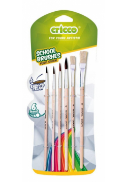 Pędzelki szkolne drewniane 6szt CRICCO