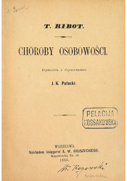 Choroby osobowości 1885 r.