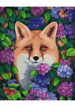 Malowanie po numerach - Lis w hortensji 40x50cm