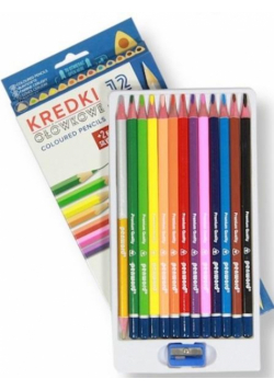 Kredki ołówkowe trójkątne + temperówka 12 kolorów