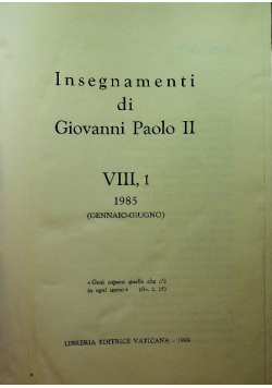 Insegnamenti di giovanni paolo VIII 1