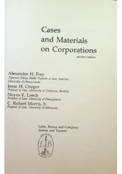 Cases and Materials on Corporations