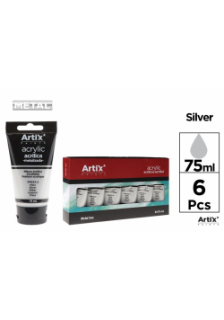Farba akrylowa metaliczna srebrna 75ml (6szt)