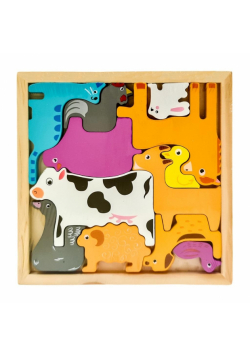 Puzzle drewniane na planszy Farma
