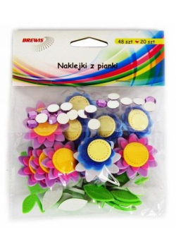Naklejki z pianki kwiatki + cyrkonie