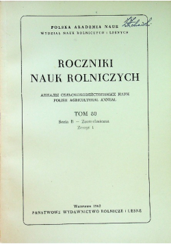 Roczniki nauk rolniczych Tom 80