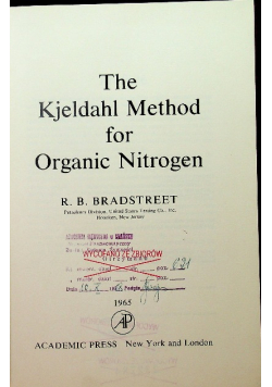 The Kjeldahl Method for Organic Nitrogen