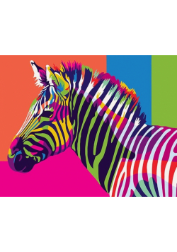 Malowanie po numerach - Tęczowa Zebra 40x50cm