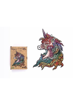 Puzzle drewniane eko 124 Tęczowy jednorożec A3